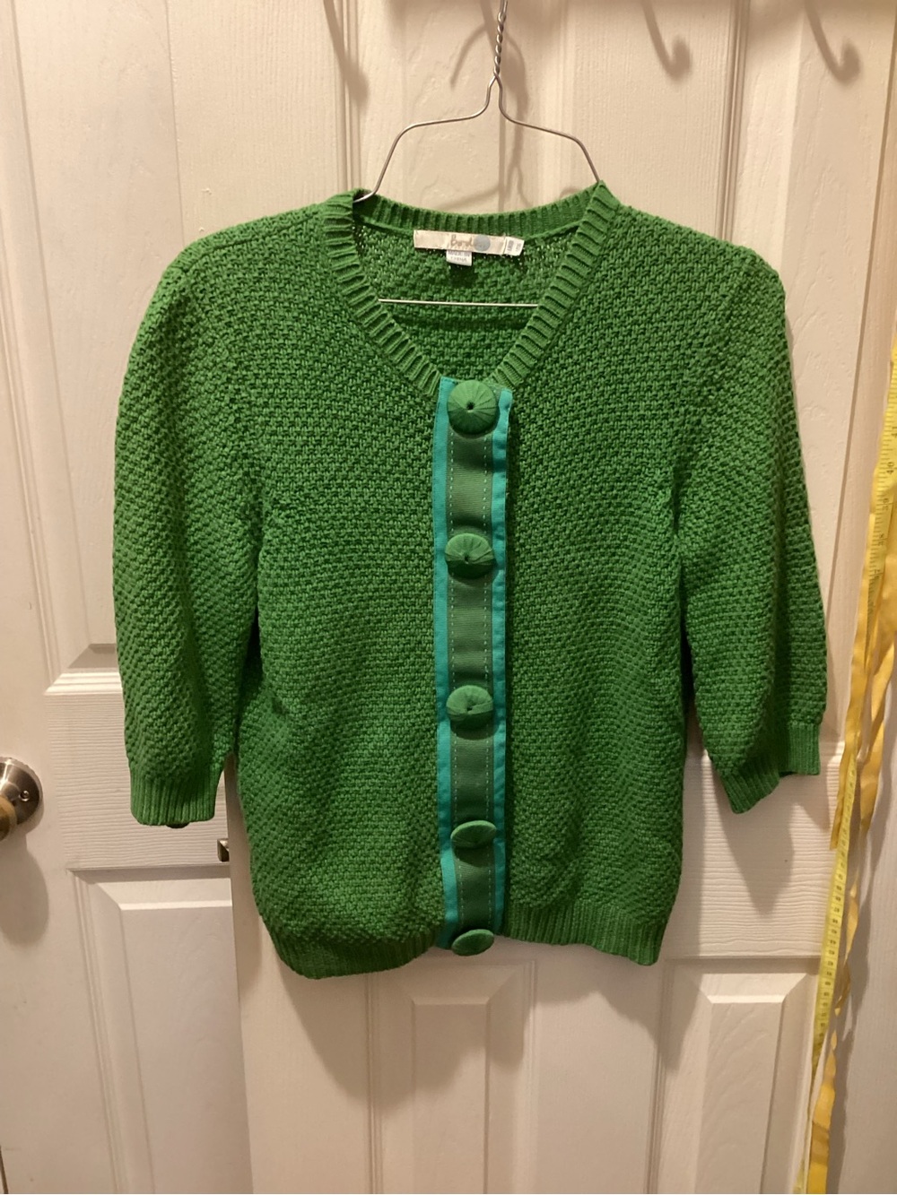 Boden Green Button-Front Knit Cardigan